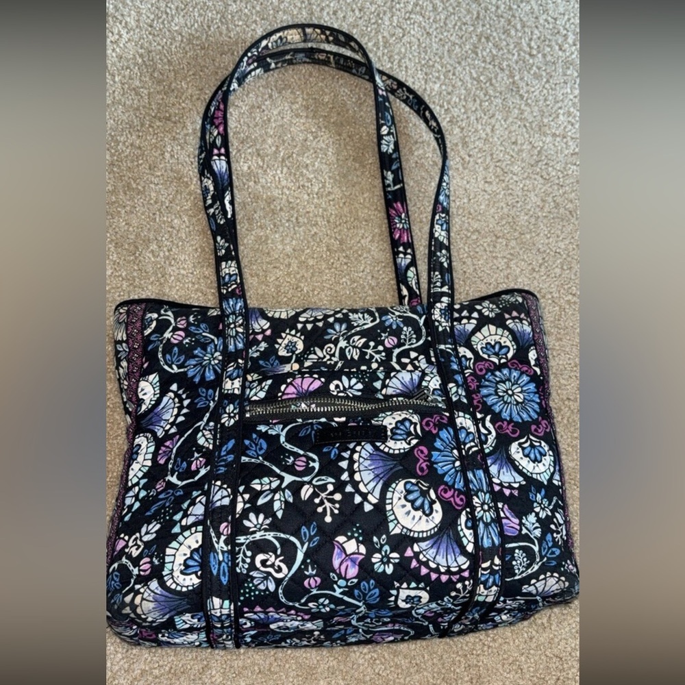Vera Bradley Black and Purple Floral Tote